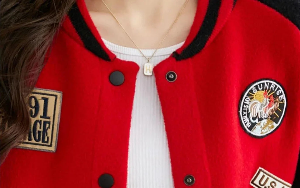 Loose Bomber Jacket for Women New in Short Baseball Aviator Coat Woman Youthful Long Sleeve Harajuku Elegant Sale Demi-season