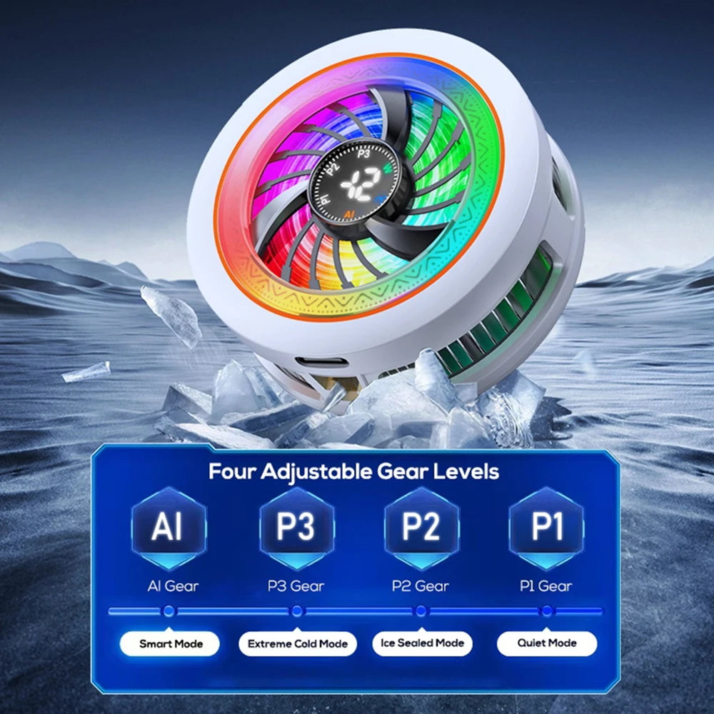 Magnetic phone cooler with intelligent AI temperature control and real-time digital display - a must-have for phone cooling
