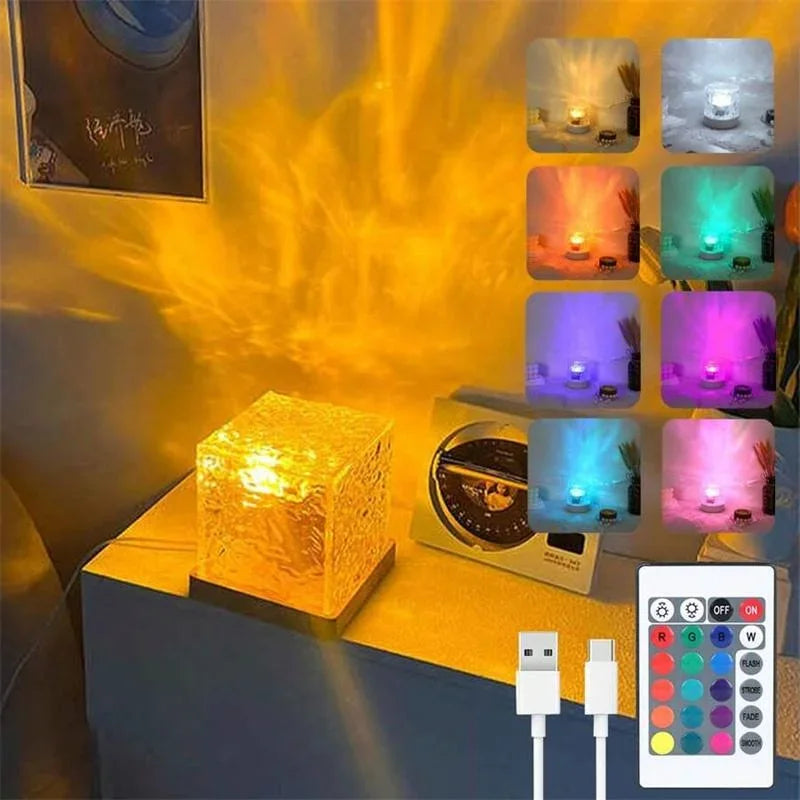 Dreamy Quicksand Painting RGB Art Table Lamp,3D Dynamic Deep Sea Sandscape,Round Glass,Dimmable Night Light,Office,Living Room