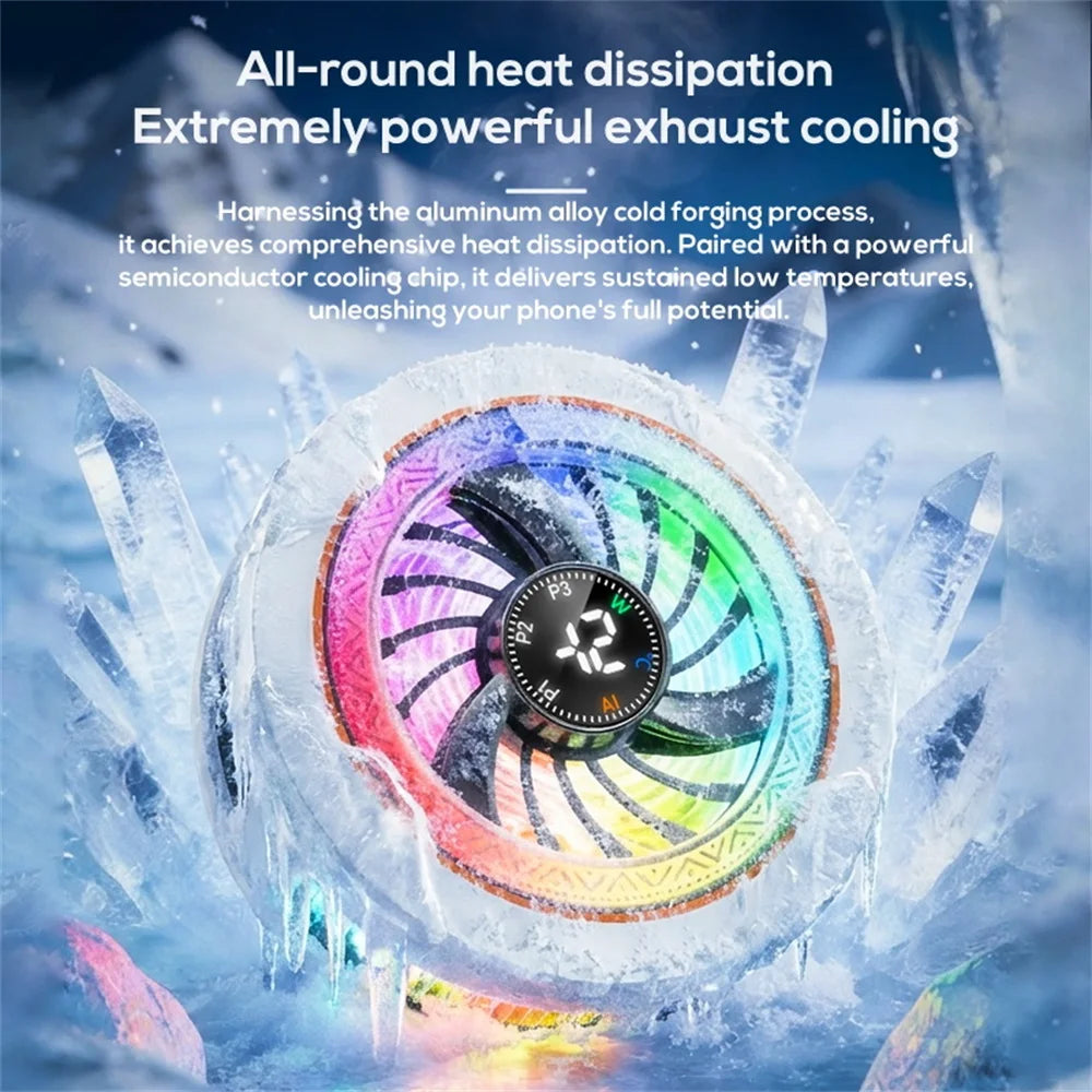 Magnetic phone cooler with intelligent AI temperature control and real-time digital display - a must-have for phone cooling