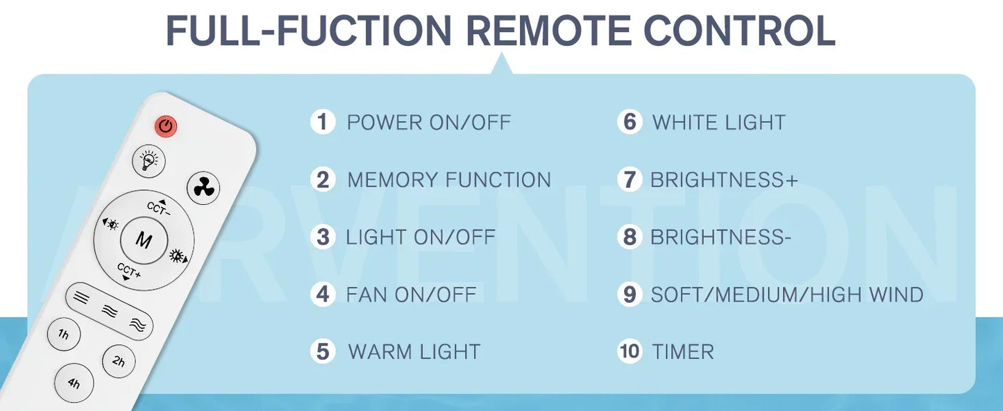 Ceiling Fan Light Screw in Small Ceiling Fan with Remote 3 Wind Speed Dimmable LED 3000-6500K 6 White Blades 20.5 Inch