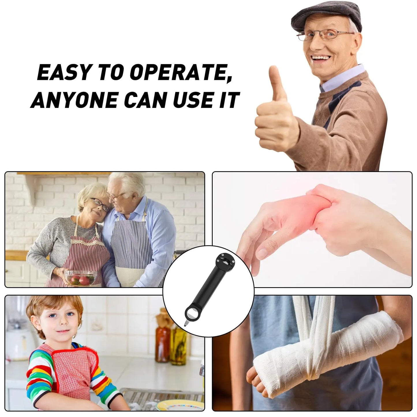 Adjustable Multifunctional Can Opener Jar Lid Gripper New Jar Opener Bottle Opener for Weak Hands Senior Arthritis Kitchen Tool