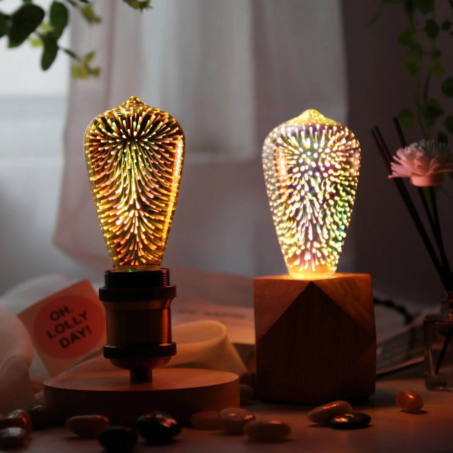 TIANFAN 2pcs/Pack ST64 Edison LED Bulb, 4W 2700K Warm Light 110V/220V Silver Gold 3D Effictive Decorative Light Bulb Firework