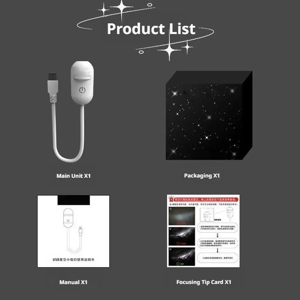 2-in-1 Mini Galaxy Star Projector Night Light USB 360° Rotatable LED Starry Sky Ambient Lamp Sleep Lighting for Bedroom Decor