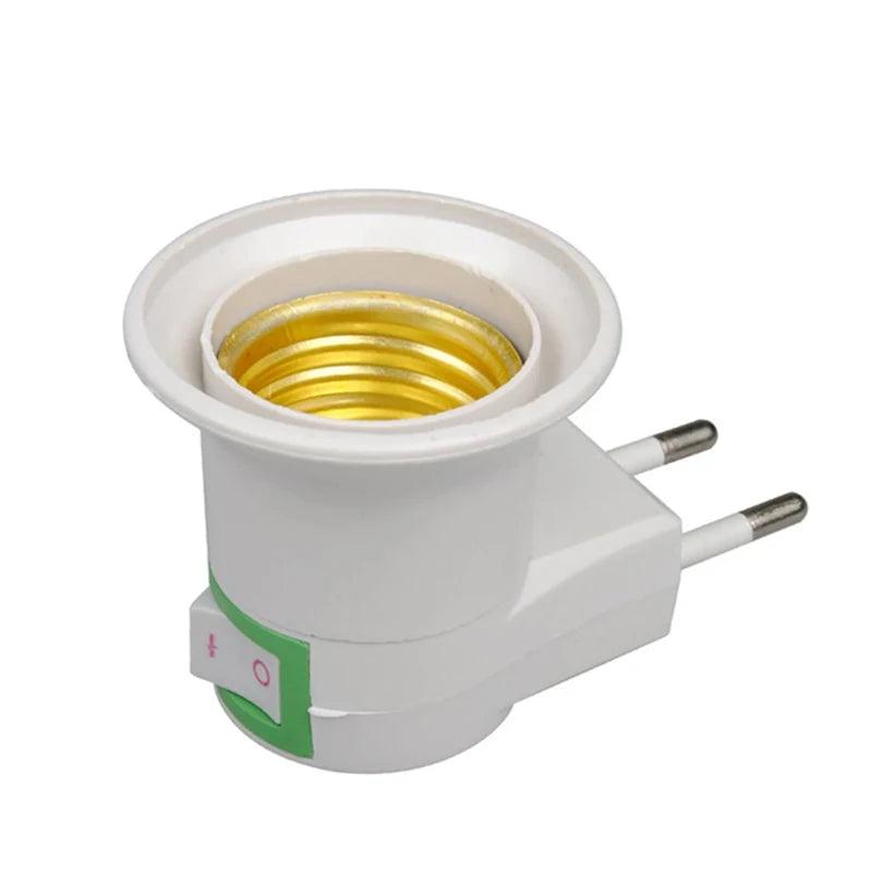 Direct Plug in Swivel Head Socket Lamp Bulb Holder With Switch EU Plug LED Table Lamp Stainless Steel Hose Steering Lever