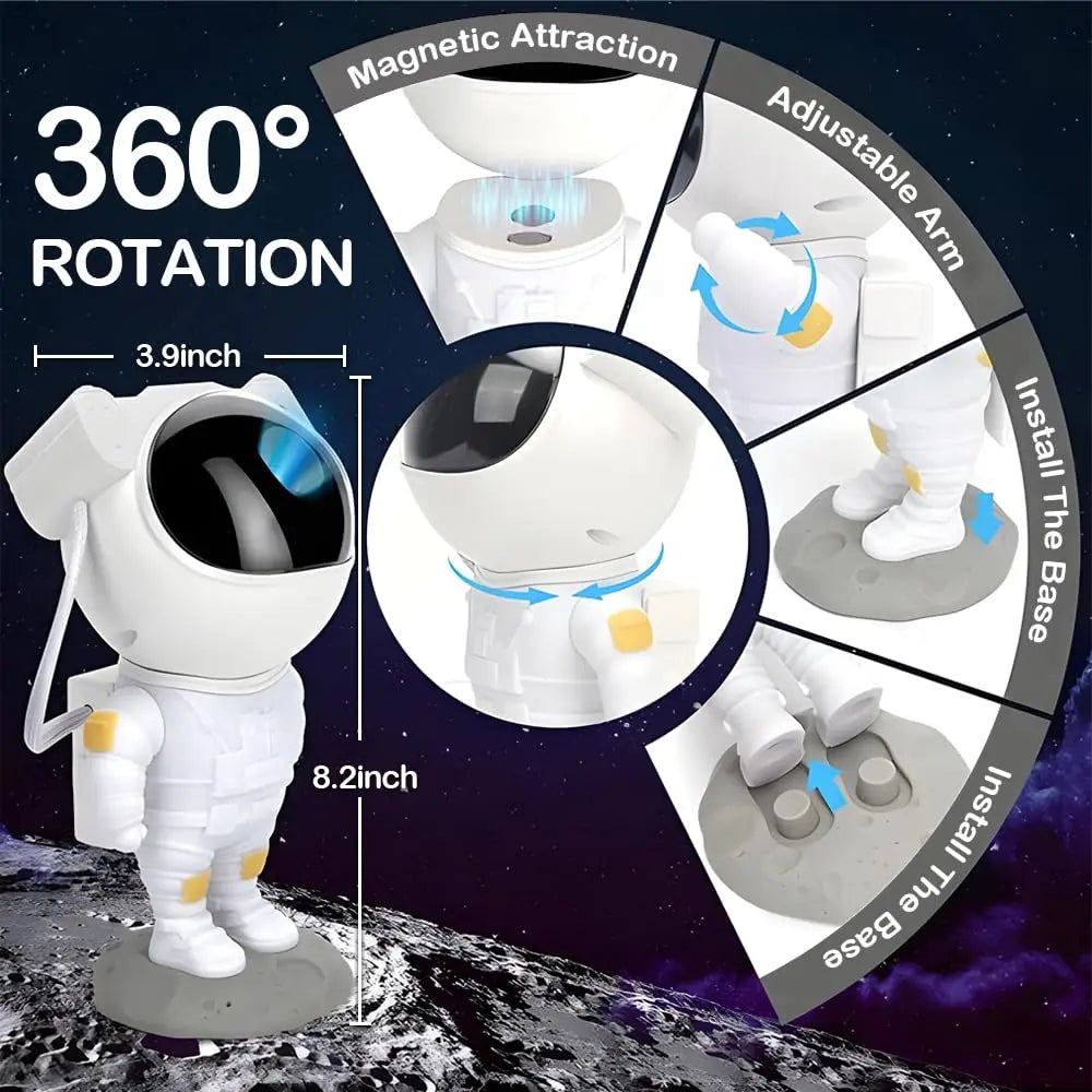 Astronaut Star Projector Night Light 360 Adjustable with Timer and Remote Control for Bedroom Party Birthday Decorations Gifts