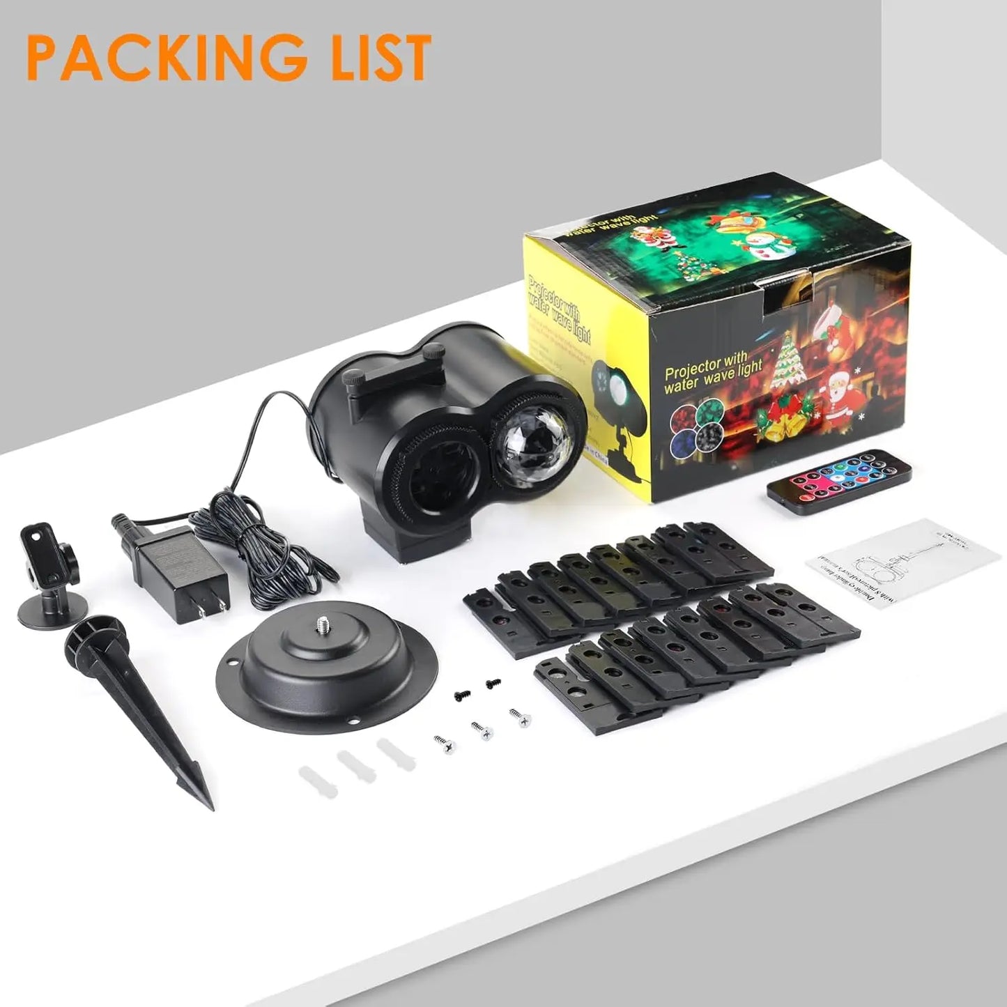 2 in 1 Halloween Christmas Projector Lights Outdoor 12 HD Slides & Water Wave Lamp with Color Patterns, Timer & Remote for Party