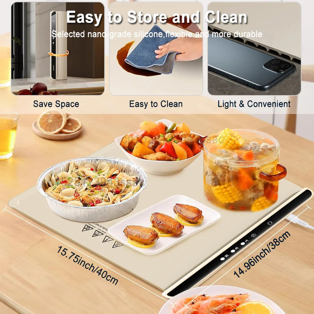 Food Warmer Plate Electric Warming Tray Foldable Food Warming Pad Electric Food Warmer Fast Heating Portable Food Warming Mat