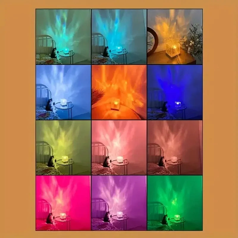 Dreamy Quicksand Painting RGB Art Table Lamp,3D Dynamic Deep Sea Sandscape,Round Glass,Dimmable Night Light,Office,Living Room