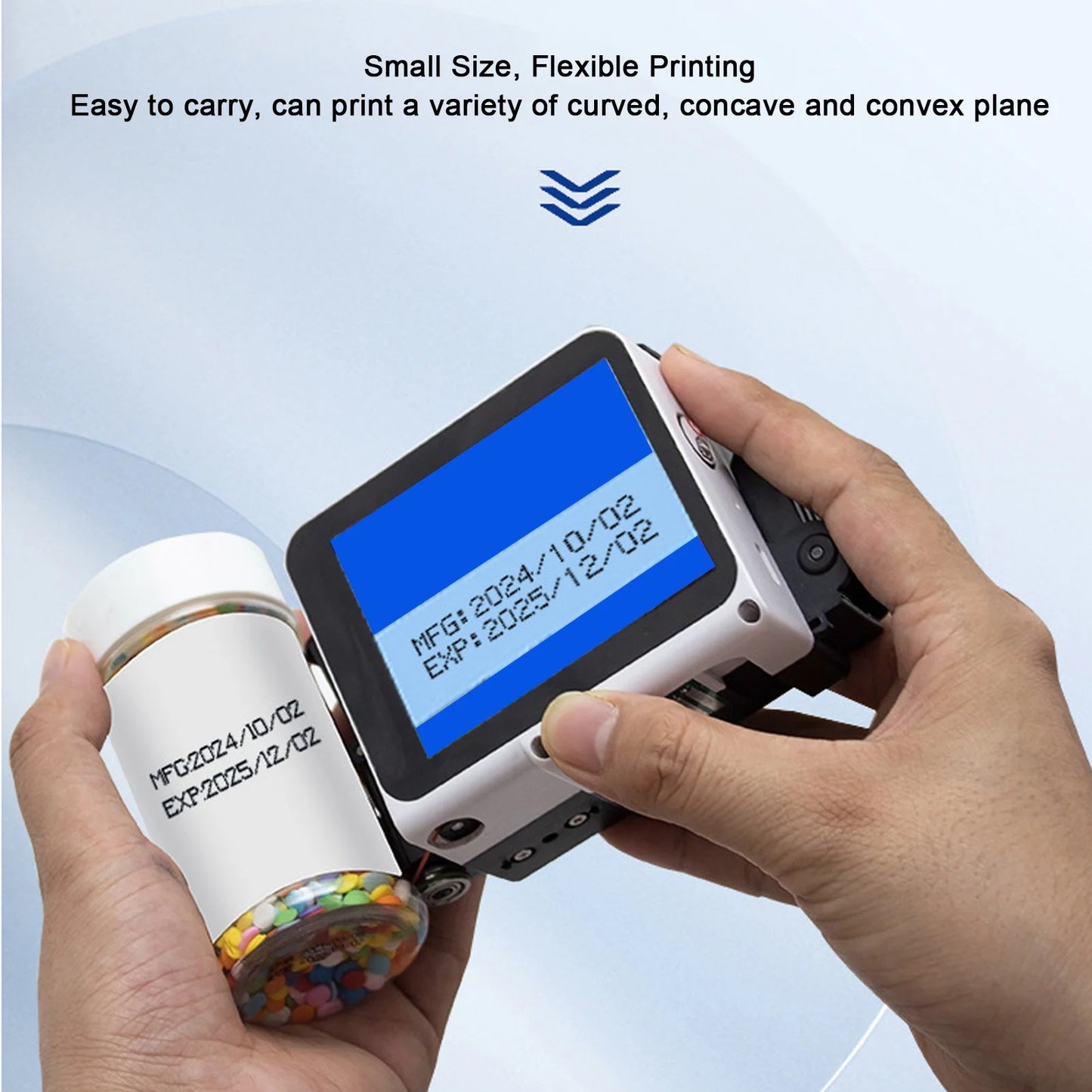 Handheld Printer 300-600dpi Adjustable USB 3.5mm Interface Mini Inkjet Printer for Batch Serial Number for Plastic Wood Fabric