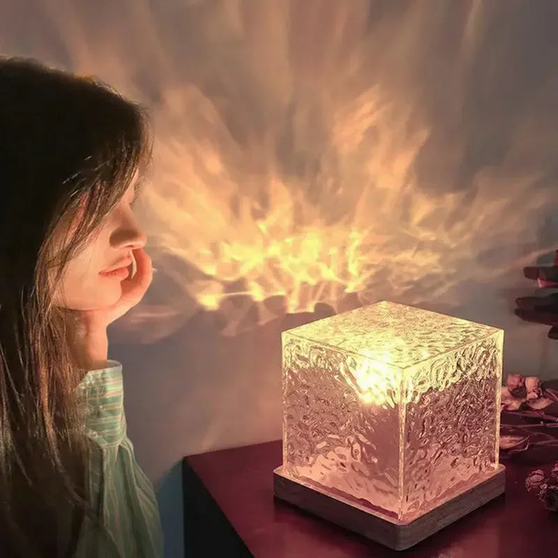 Dreamy Quicksand Painting RGB Art Table Lamp,3D Dynamic Deep Sea Sandscape,Round Glass,Dimmable Night Light,Office,Living Room