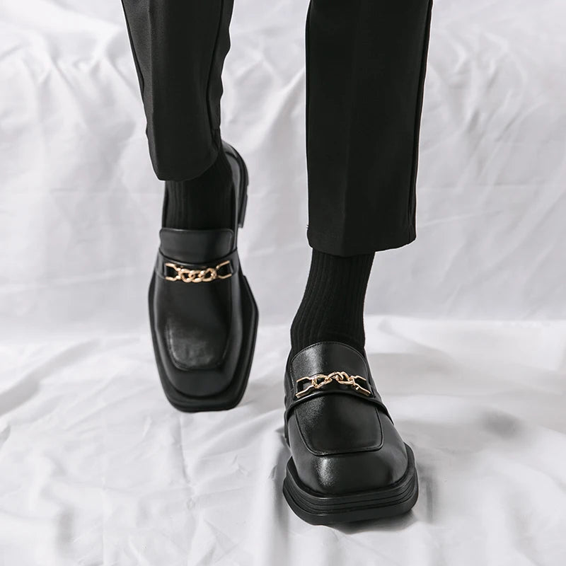 Male Luxury white Loafers Shoes Leather Shoe Men Platform Retro Business Work Shoes Spring Autumn Derby Shoes Low Top Man Casual