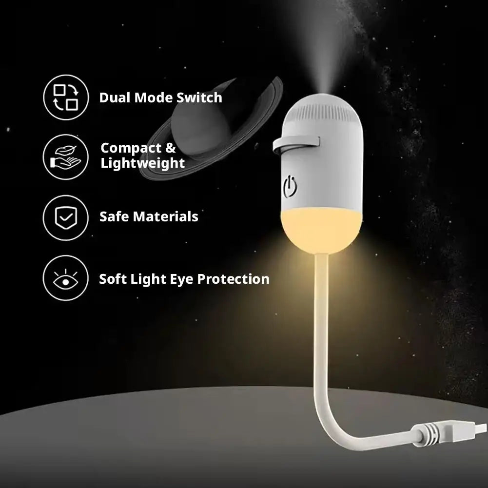 2-in-1 Mini Galaxy Star Projector Night Light USB 360° Rotatable LED Starry Sky Ambient Lamp Sleep Lighting for Bedroom Decor