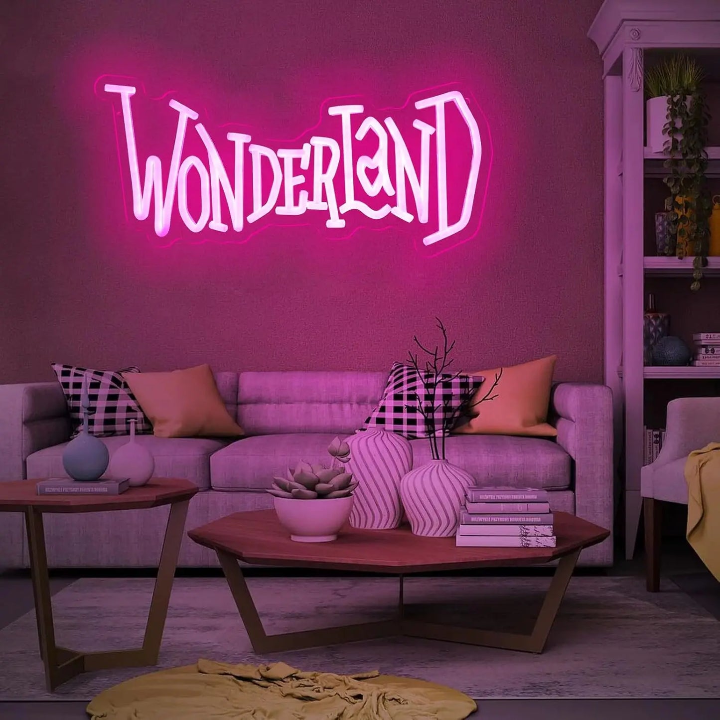 Wonderland Neon Sign USB Dimmable LED Neon Light for Bedroom Theme Hotel Bar Club Cafe Shop Salon Man Cave Decoration Gift