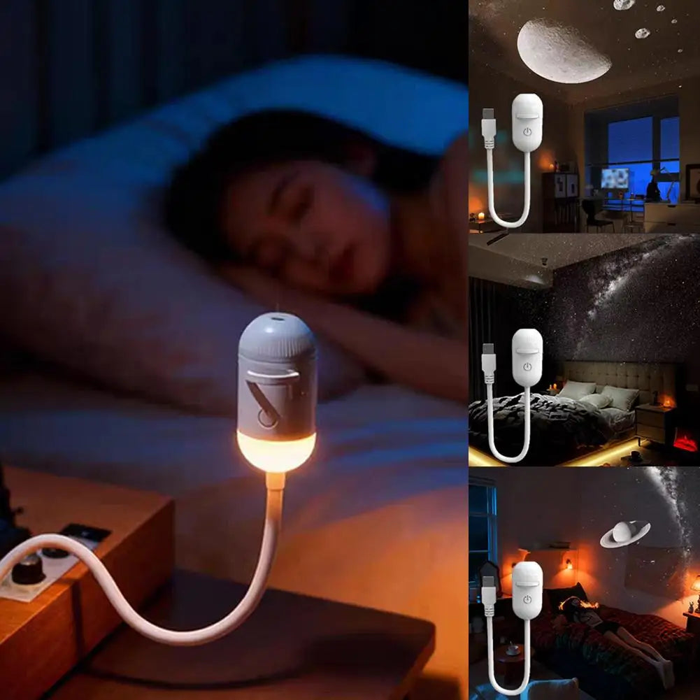 2-in-1 Mini Galaxy Star Projector Night Light USB 360° Rotatable LED Starry Sky Ambient Lamp Sleep Lighting for Bedroom Decor