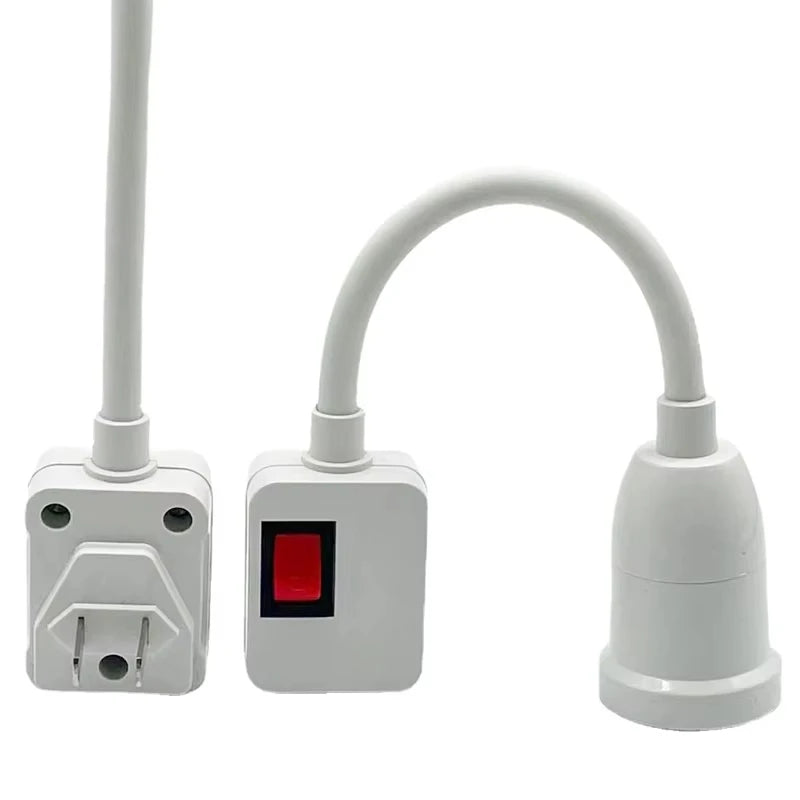 Direct Plug in Swivel Head Socket Lamp Bulb Holder With Switch EU Plug LED Table Lamp Stainless Steel Hose Steering Lever