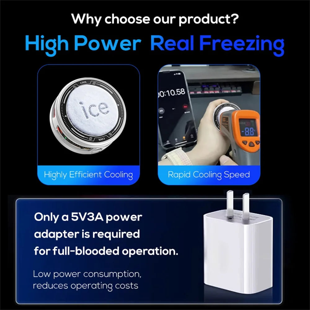 Magnetic phone cooler with intelligent AI temperature control and real-time digital display - a must-have for phone cooling